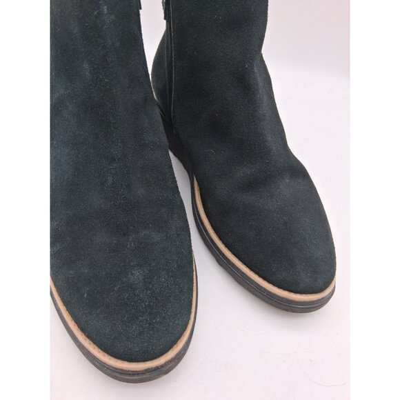 Clarks Collection Women's 9.5 M Sharon Spring Boot Black Suede Wedge Side Zip - Picture 8 of 11